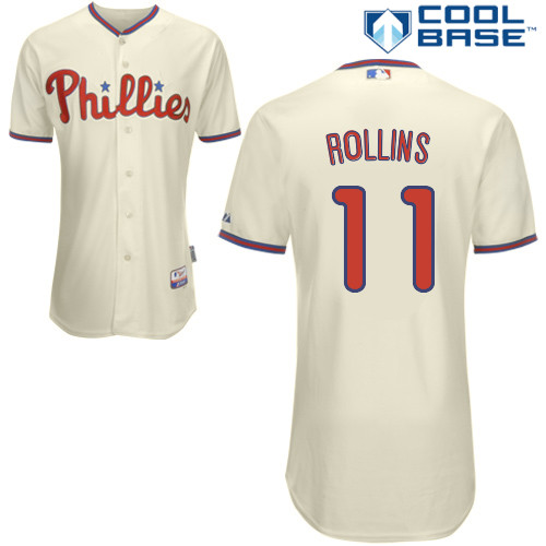 Jimmy Rollins #11 mlb Jersey-Philadelphia Phillies Women's Authentic Alternate White Cool Base Home Baseball Jersey